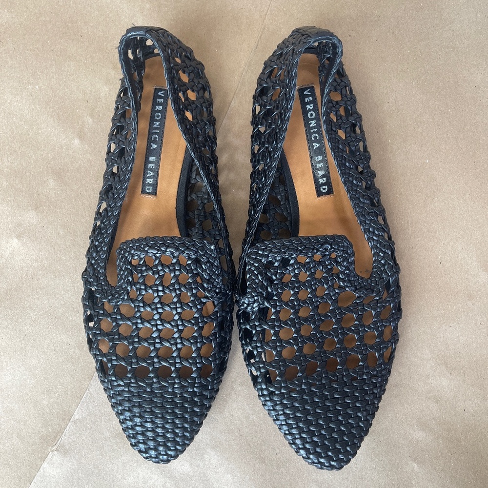 Veronica Beard Griffin Basket Woven Leather Summer Loafer Flat